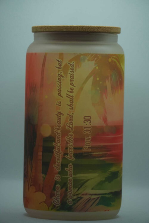 Proverbs 31:30 Frosted 16oz Glass Can